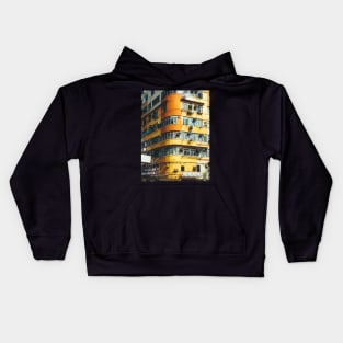 Yellow Building Facade in Hong Kong Kids Hoodie